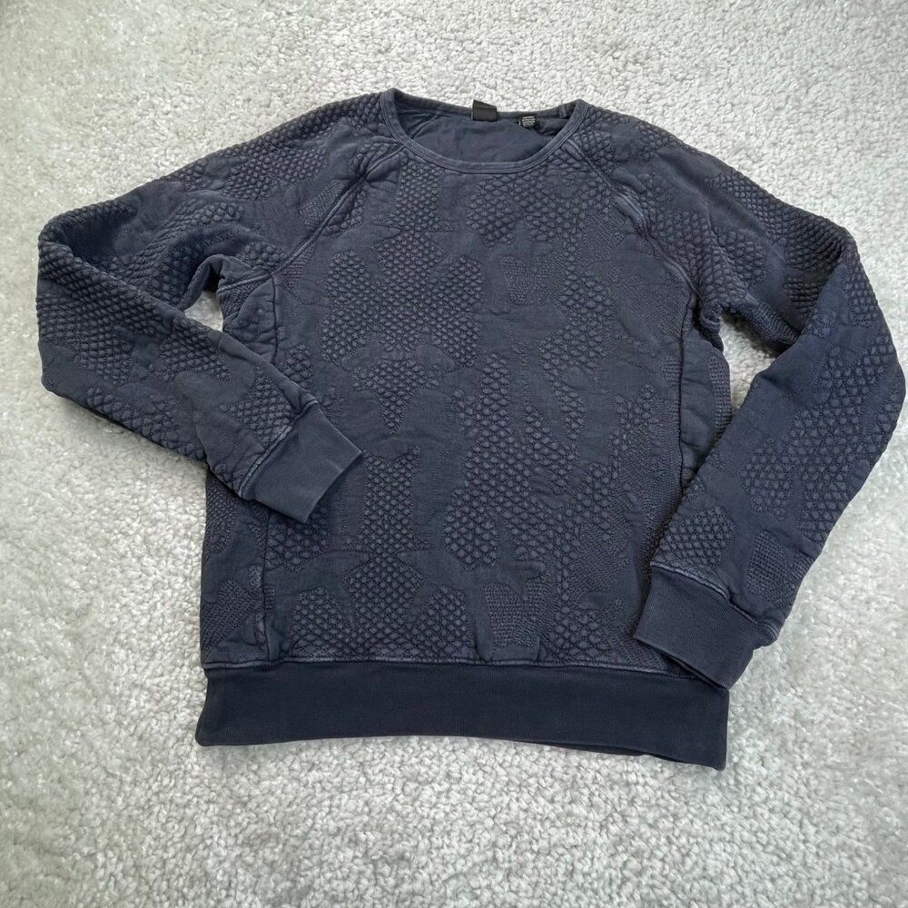 Scotch & Soda Quilted Crew Sweatshirt Navy Blue